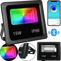 Уличный светодиодный прожектор RGB Flood LB-7980 Light с Bluetooth управлением от телефона, LED Фонарь 15W с монтажным креплением для освещения IP66 от сети