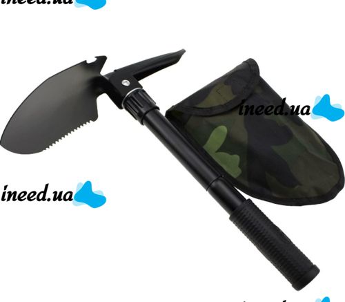 Tourist folding sapper shovel Tramp TR-55, pick, saw, opener with compass 5 in 1 made of steel, Black, tactical, car in a case