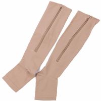 Компрессионные гольфы от варикоза Zip Sox, облегающие лечебные чулки, носки для фиксации лодыжек Зип Сокс со змейкой, Бежевые S/M, L/XL