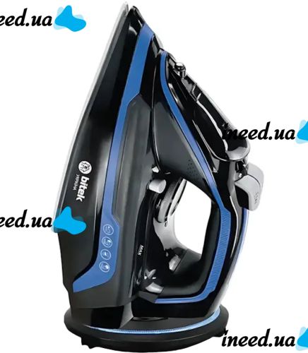Bitek BT-1297B Wireless Steam Iron 3 modes with ceramic soleplate for ironing clothes, Cordless Iron 3000W with Cordless Base Blue