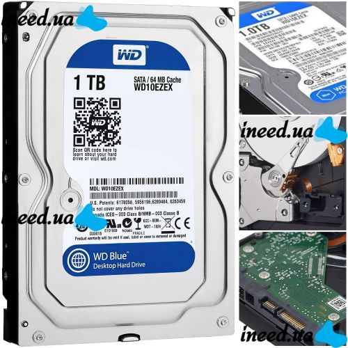 Внутренний жесткий диск для компьютера Western Digital Blue 1TB WD10EZEX SATA 3.5” 64MB Cache винчестер, накопитель