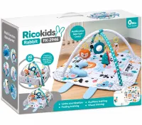 Детский развивающий коврик Ricokids Rabbit FK-2946 3в1 интерактивный манеж с мягкими бортиками, сухой бассейн с игрушками шариками для новорожденных