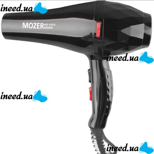 Профессиональный фен Mozer MZ-5919 4000W для сушки и укладки волос, Электрический фен Мозер с холодным обдувом и концентратором 2 скорости 2 режима