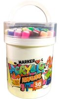 Профессиональный набор скетч маркеров Creative Acrylic Marker 36 шт для рисования в ведре, Акриловые маркеры фломастеры линеры AND635-36 цветов