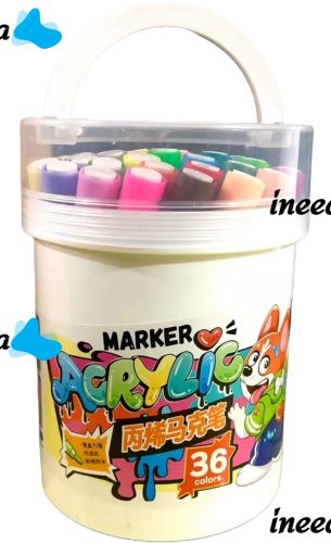 Профессиональный набор скетч маркеров Creative Acrylic Marker 36 шт для рисования в ведре, Акриловые маркеры фломастеры линеры AND635-36 цветов