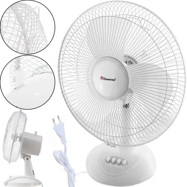Настольный вентилятор Domotec MS-1625 White Fan 3 режима диаметр 30 см, Комнатный компактный электровентилятор Домотек MS1625 30 Вт от сети Белый