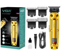 Аккумуляторный триммер для стрижки волос VGR V-904 беспроводная мужская машинка для окантовки бороды и усов со сменными насадками и LED дисплеем USB