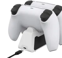 Двойная зарядная док станция Honcam A3705 для зарядки 2 джойстиков DualSense PlayStation PS5, Зарядное устройство для зарядки геймпадов с подсветкой