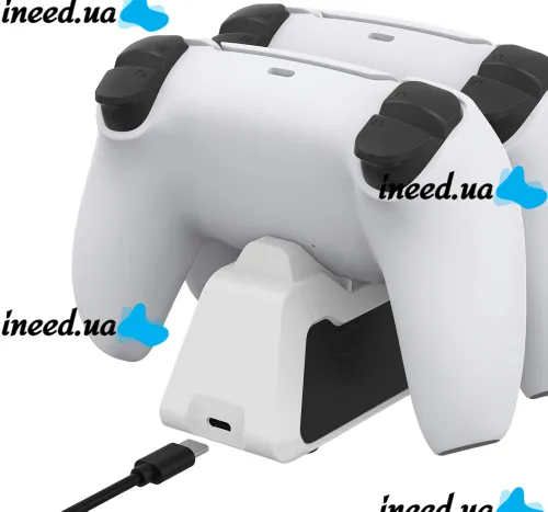 Двойная зарядная док станция Honcam A3705 для зарядки 2 джойстиков DualSense PlayStation PS5, Зарядное устройство для зарядки геймпадов с подсветкой