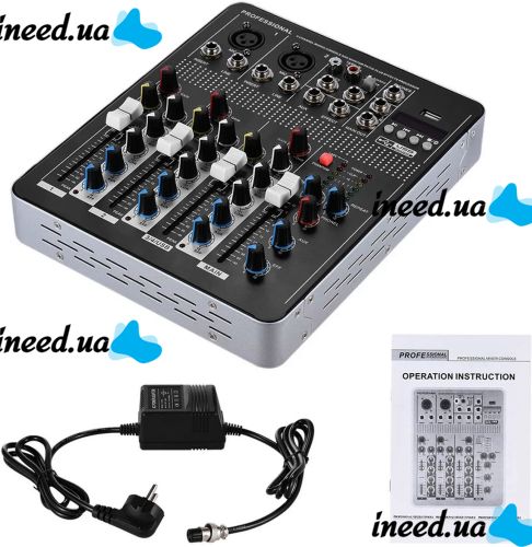 Профессиональный микшерный пульт Yamaha Mixer BT4000 2ch BT 4-канальный активный аудиомикшер со встроенным усилителем и Bluetooth MX-4000BT Черный