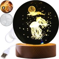 Хрустальный шар-ночник Медузы 3D Creative Visualization Lamp светодиодный LED ночник, прозрачный стеклянный шар светильник на аккумуляторе от USB