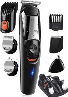 Wireless Hair Clipper Gemei GM-853 5 in 1 Professional Rechargeable Trimmer Electric Shaver with 6 Nozzles for Nose Ears Geemy
