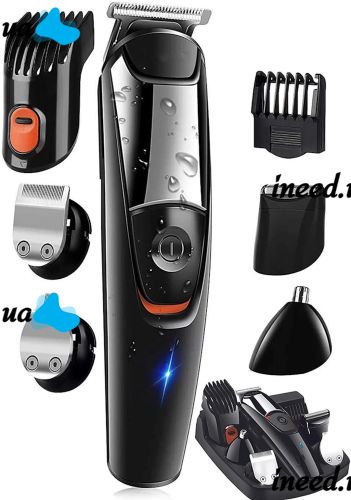 Wireless Hair Clipper Gemei GM-853 5 in 1 Professional Rechargeable Trimmer Electric Shaver with 6 Nozzles for Nose Ears Geemy