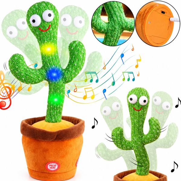 Talking Dancing Cactus with backlight Dancing Cactus TikTok 32 cm on battery, singing, ditto toy in Ukrainian