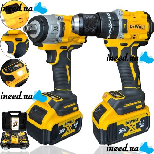Аккумуляторный набор Dewalt 2в1 Гайковерт DCF922 шуруповерт DCD996 36V 6Ah, Набор беспроводных электроинструментов Деволт 2 аккумулятора в кейсе