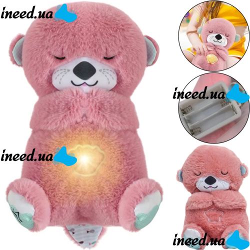 Светящаяся дышащая Выдра Fisher Price FXC66 30 см с дыханием для сна детей, мягкая плюшевая игрушка музыкальный ночник от батареек Розовая