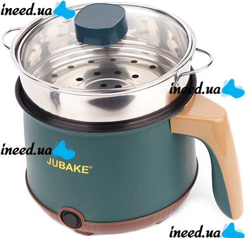 Электрическая рисоварка Rice Cooker JU-551 1.8 л 600 W кастрюля пароварка для жарки и варки с антипригарным покрытием и таймером Зеленая Jubake