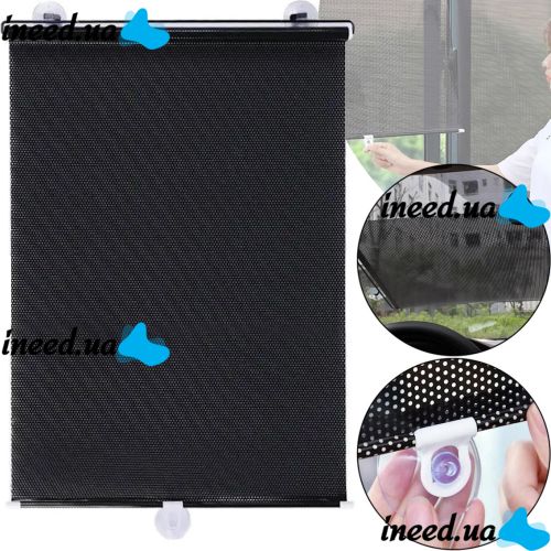 Солнцезащитная рулонная шторка козырек RolerProtect 40x125 см на колесиках для спальни и автомобиля, Автомобильные жалюзи роллет на окна Черная
