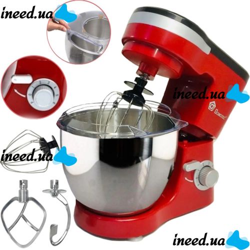 Household planetary mixer dough mixer Domotec MS-1368 1500W with bowl 4 l, Stationary kitchen mixer table for kneading dough 1500 W
