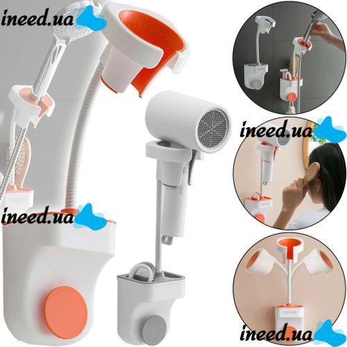 Настенный держатель для фена и душа Hair Dryer Holder Hands Free подвесное вращающиеся крепление органайзер с подставкой для ванных принадлежностей