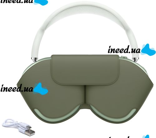 Беспроводные Bluetooth наушники AirPods Max Green полноразмерные блютуз стереонаушники с микрофоном шумоподавлением в чехле Smart Case MGYJ3 Зеленые