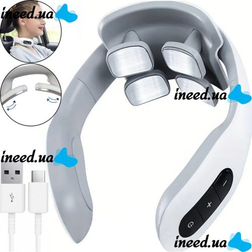Электроимпульсный миостимулятор массажер для шеи Smart Neck Massage MD-066 с USB 1200 мАч, Многофункциональный электромассажер для мышц MD-061