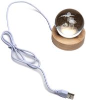 Хрустальный шар-ночник Медузы 3D Creative Visualization Lamp светодиодный LED ночник, прозрачный стеклянный шар светильник на аккумуляторе от USB