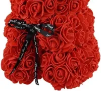 Маленький мишка из искусственных 3D роз Teddy Bear de Luxe 25 см Red, красный медведь Тедди