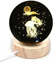 Хрустальный шар-ночник Медузы 3D Creative Visualization Lamp светодиодный LED ночник, прозрачный стеклянный шар светильник на аккумуляторе от USB