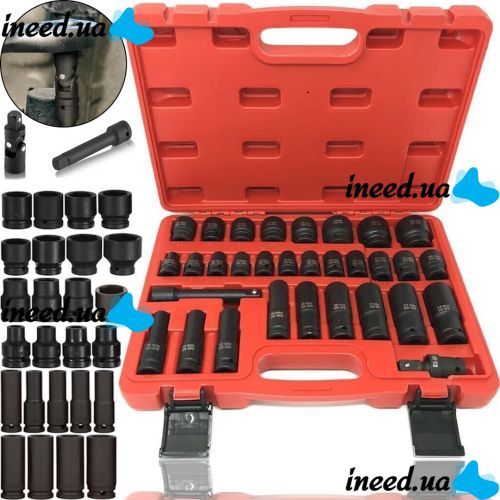 Набор торцевых шестигранных головок Piece Tool Set 1/2" 31шт в кейсе, Ударные головки 8-32mm с удлинителем и угловой насадкой 31 предмет в чемодане