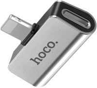 Тройник Hoco LS24 Lightning аудио адаптер на 2 гнезда, конвертер для подключения зарядки и наушников к телефону Dual Lightning Converter Iphone
