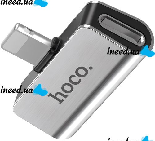 Тройник Hoco LS24 Lightning аудио адаптер на 2 гнезда, конвертер для подключения зарядки и наушников к телефону Dual Lightning Converter Iphone