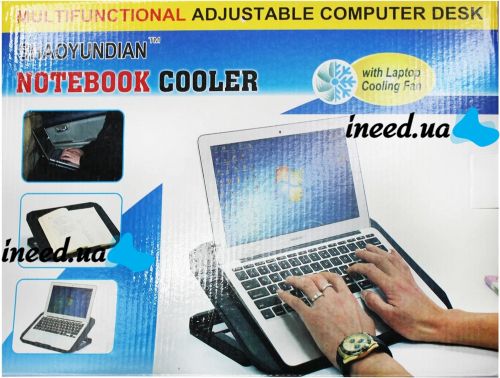 Складная подставка для ноутбука с охлаждением Shaoyundian Notebook Cooler раскладной регулируемый столик охладитель с вентилятором USB Черный