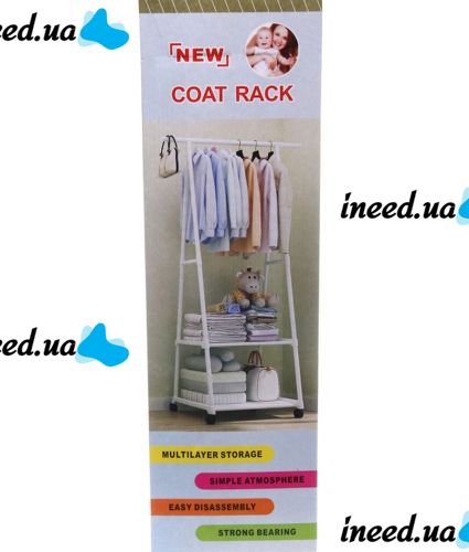 Напольная вертикальная стойка вешалка для одежды Coat Rack Traingular 160Х55 см многофункциональная передвижная полка для хранения вещей до 20 кг