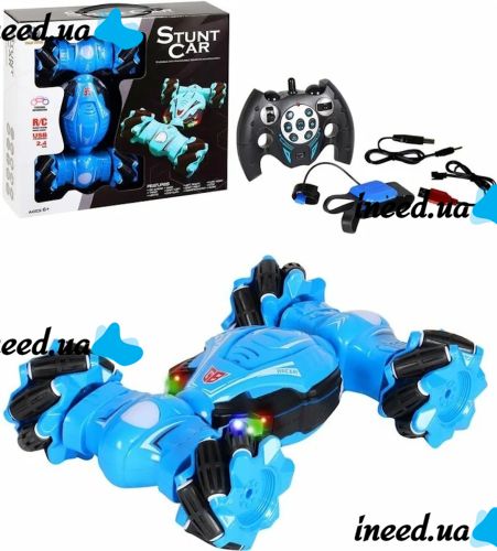 Radio-controlled flip car YL-51 Blue, stunt drift car on the remote control, transformer all-terrain vehicle with hand control, gestures