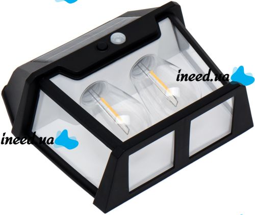 Уличный настенный светильник COBA Solar Wall Lamp HW-888-2W аккумуляторный подвесной фонарь на солнечной батарее с датчиком движения 2 лампы 3 режима