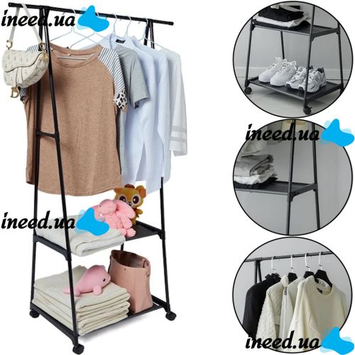 Напольная вертикальная стойка вешалка для одежды Coat Rack Traingular 160Х55 см многофункциональная передвижная полка для хранения вещей до 20 кг