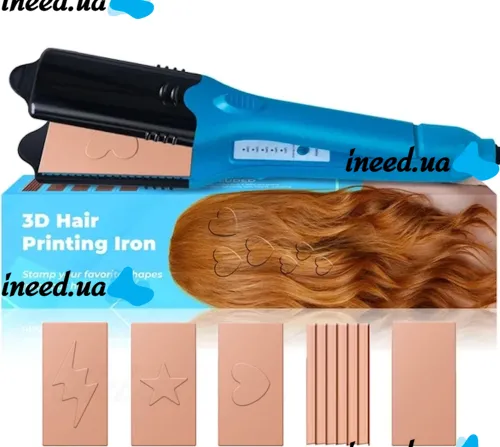 Плойка выпрямитель 3D Hair Printing Iron XL-619 для выпрямления волос с насадками с рисунком, Щипцы 5 пластин с керамическим покрытием и перчаткой