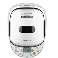 Электрическая хлебопечь Ardesto BMG-750 500W для домашнего выпекания хлеба, Хлебопечка с LCD дисплеем 12 режимов до 750 грамм от сети 220V Белая
