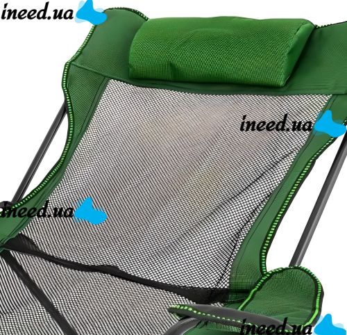 Раскладное кресло шезлонг Lesko SW233 Green до 150 кг с подстаканником для кемпинга 170x62 см, Складной лежак раскладушка для дачи в чехле Зеленый