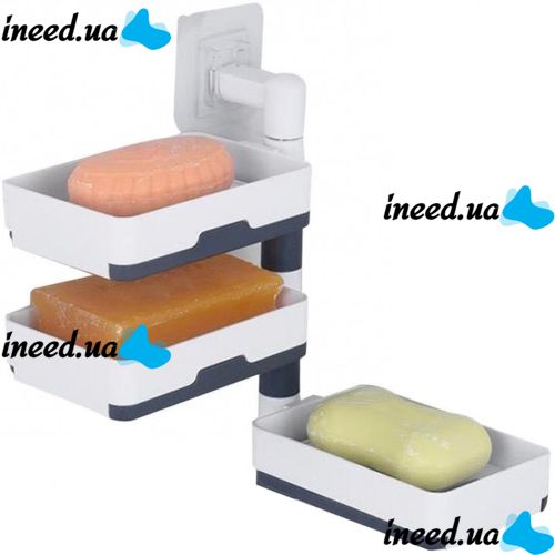 Настенная вращающаяся мыльница Rotary Drawer Type Soap Box полка-мыльница на 3 яруса, полка для мыла, держатель органайзер в ванную комнату Soar
