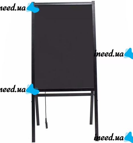 Рекламная флуоресцентная LED доска Fluorecent Board With Stand 50x70см на стойке, светящаяся лед доска на стойке с фломастером и салфеткой Черная