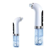 Rechargeable Vacuum Pore Cleaner Face Slimmer for Vacuum Cleaning of Facial Skin , Wireless Device for Hydropilling and Peeling 6 Nozzles White