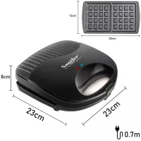 Вафельница Sonifer Cone Maker SF-6043, Электровафельница для бельгийских вафель, Бытовая бутербродница сендвичница Waffle Maker 750 Вт Черная