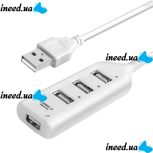 USB хаб Hi-Speed XD4 White на 4 порта, Универсальный разветвитель с 4 выходами концентратор переходник HUB 480 Мбит для компьютера от USB Белый