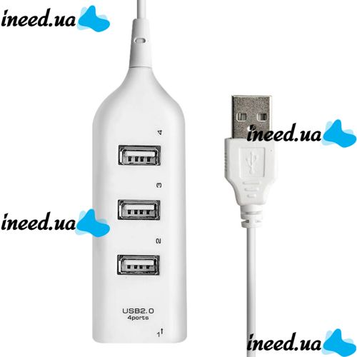 USB хаб Hi-Speed XD4 White на 4 порта, Универсальный разветвитель с 4 выходами концентратор переходник HUB 480 Мбит для компьютера от USB Белый
