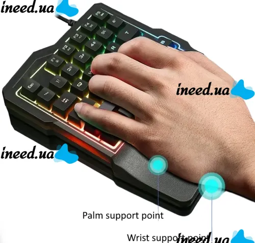 Игровой набор UKC 7768 проводная клавиатура и мышка с RGB светодиодной подсветкой 45 клавиш, Компьютерный комплект мышь с клавиатурой для ПК Черная