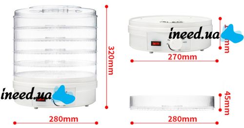 Электрическая сушилка для овощей, фруктов и мяса Royals Berg RB-959 800W White Белая на 5 отсеков, Дегидратор, Электросушилка с терморегулятором