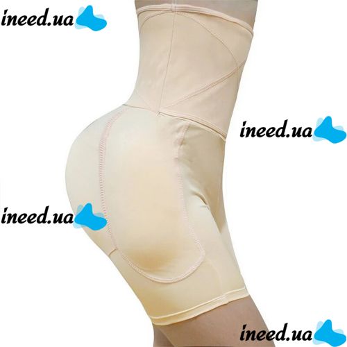 Корректирующие трусики-шорты Body Hip Pants для увеличения ягодиц с завышенной высокой талией и эффектом пуш-ап, утягивающие для бедер Бежевые