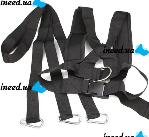 Спортивные ремни для силовых тренировок на тело Fitness Sled Harness жилет упряжка для ускорения с кольцами Фитнес ремень для занятия спортом Черный
